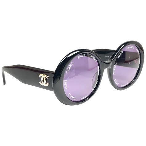 chanel paris black round sunglasses